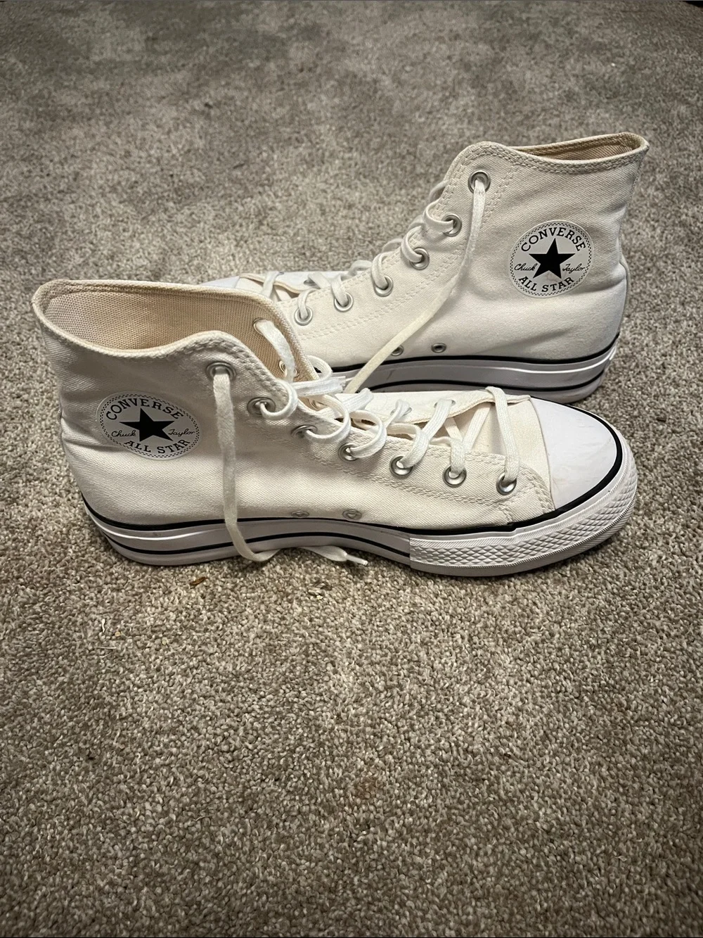 Classic High-Top Canvas Sneakers in Off-White